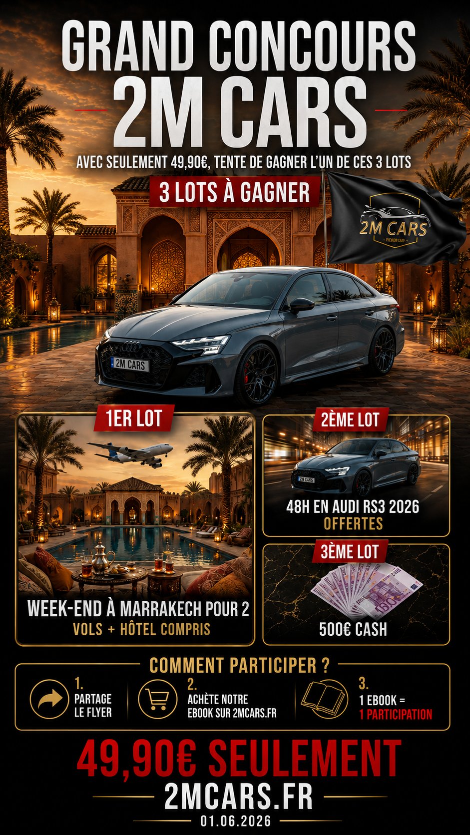 Grand Concours 2M Cars : Marrakech, RS3 2026, 500€